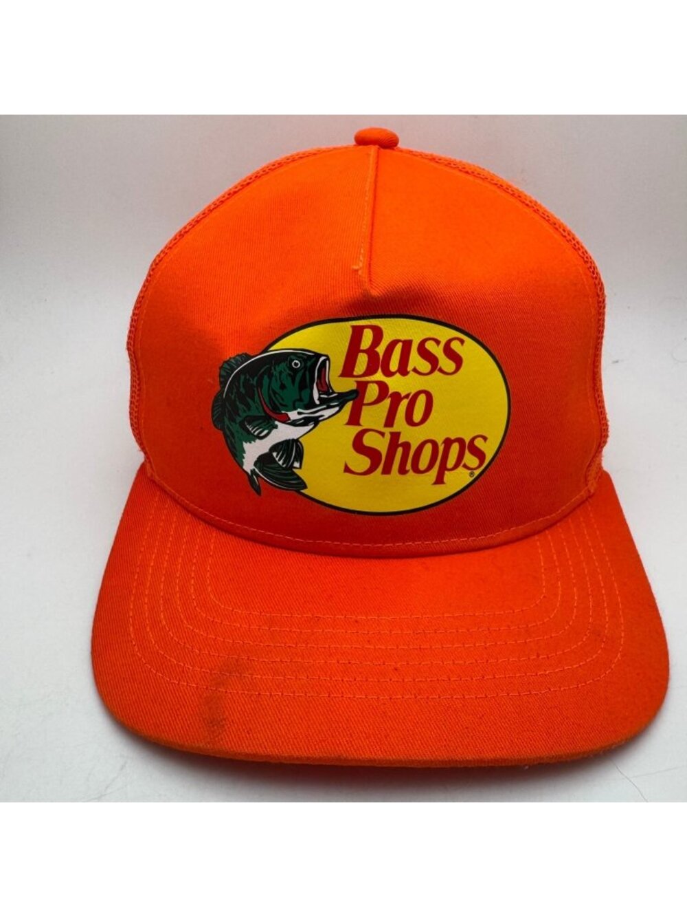 Bass Pro Shops Trucker Hat Cap Orange Adjustable Mesh Back Fishing Outdoor One